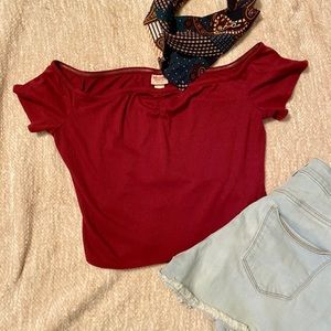 Off the Shoulder Ribbed Crop